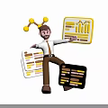 Businessman Analyzing Data With Bar Charts Line Graphs And Visual Displays