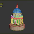 Classic European Architecture Design With Blue Dome Columns Balcony And White Base