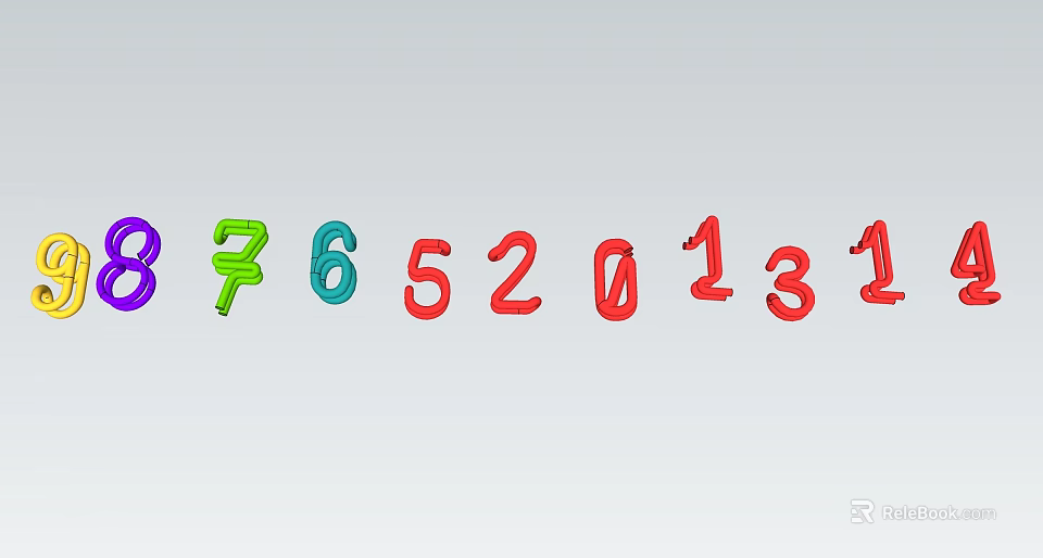 Colorful Digital Number Sculptures With Vibrant Hues And Artistic Design For Decoration 3d model 