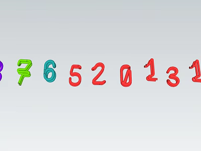 Colorful Digital Number Sculptures With Vibrant Hues And Artistic Design For Decoration 3d model