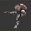 Red And White Mecha Robot Character With Weapon Systems And Mechanical Structure 3d model