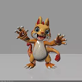 Game And Movie Character With Yellow Body Red Ears Tail Big Eyes Open Hands Smile