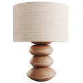 Modern Table Lamp With Beige Fabric Shade And Stacked Round Base 3d model