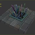 Medieval Fantasy Stone Trap With Rising Spikes On Cracked Square Platform