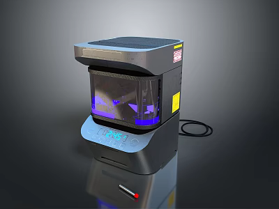 Modern Computer Workstation With LCD Display Control Panel Ventilation Grille And Connected Cable 3d model