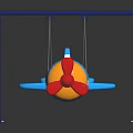 Children's Airplane Shaped Swing Set With Blue Metal Frame Red Propeller And Yellow Details