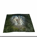 Rocky Snow Covered Mountain Peak Terrain With Green Vegetation At Base