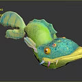 Vibrant Blue Green Yellow Fish With Spotted Body Big Orange Eyes Sharp White Teeth