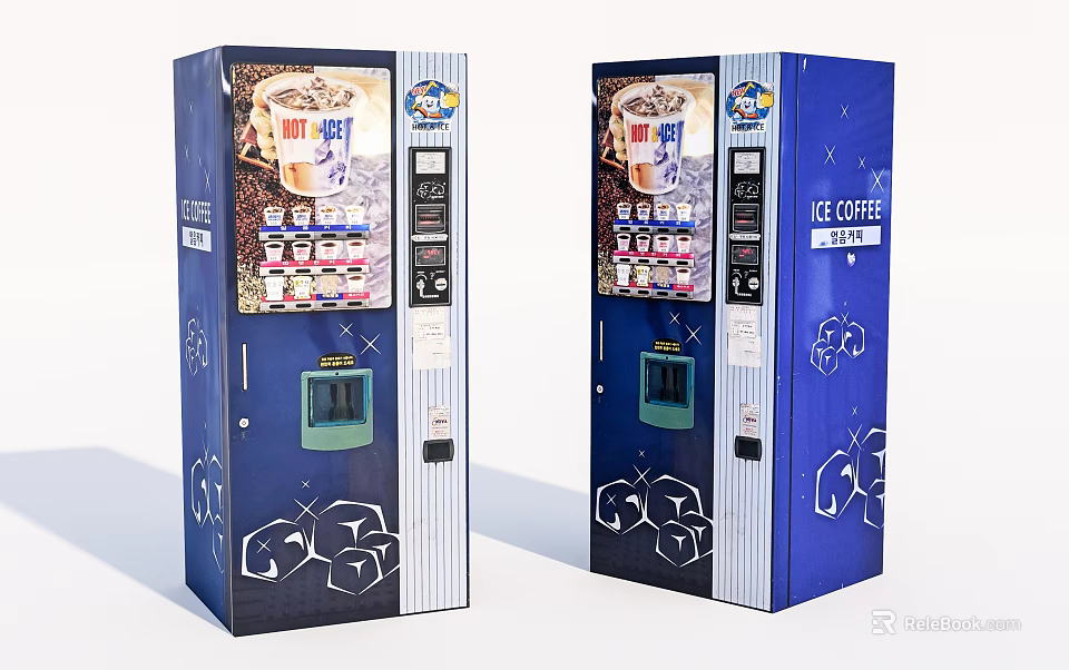 Blue Ice Coffee Vending Machines With Public Accessible Design And Refreshment Options 3d model 