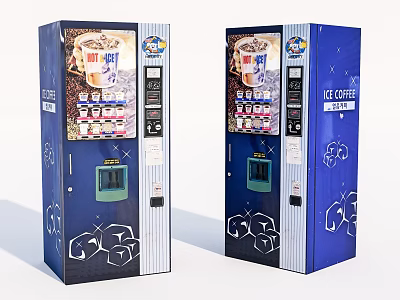 Blue Ice Coffee Vending Machines With Public Accessible Design And Refreshment Options 3d model