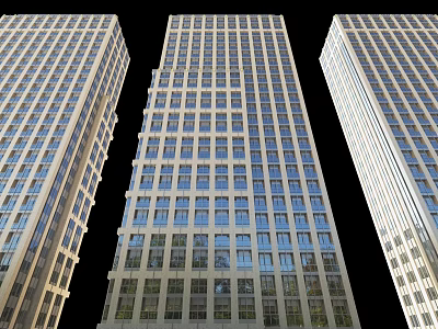 Modern High Rise Residential Building with Glass Windows and Symmetrical Exterior Design 3d model