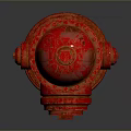Red Fire Hydrant With Classic Design On Dark Reflective Surface
