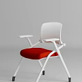 Modern Office Chair With White Backrest Orange Comfortable Cushion And Sleek Armrests