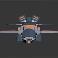 Futuristic Cosmic Spacecraft 3D Model With Low Poly Design Blue White Orange Accents