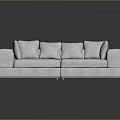 Modern Gray Fabric Double Sofa With Comfortable Cushions And Metal Legs