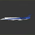Blue And White Airplane Model With Two Blue Engines White Wings And Gray Background