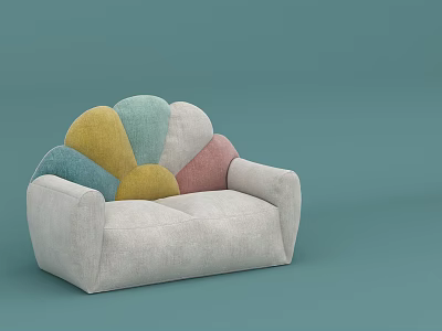 Colorful Petal Shaped Lazy Sofa With Yellow Blue Pink Gray Accents 3d model