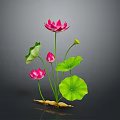 Pink Lotus Shaped Dessert With Green Leaf Decor On Black Background