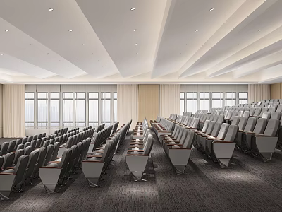 Modern Conference Room With Neatly Arranged Comfortable Seats Large Windows And Spacious Interior 3d model
