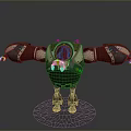 Mechanical Character 3D Model With Round Transparent Dome Mechanical Arms Red Green Buttons And Base 3d model