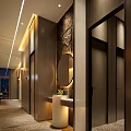 Modern Billiard Room Interior With Billiard Tables 8 Ball Logo And Hanging Lighting Fixtures
