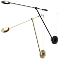 Contemporary Wall Lamp With Gold Black Metal Adjustable Arm And Minimalist Sleek Design