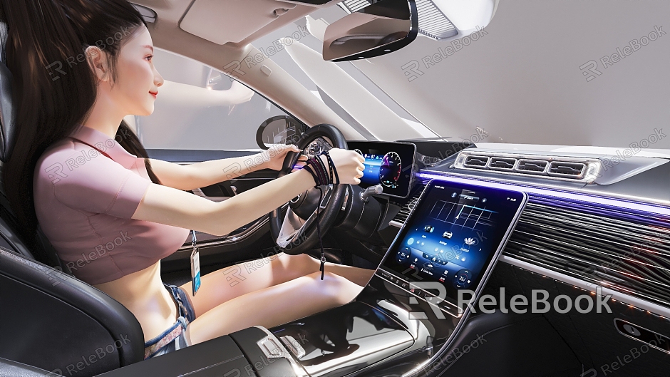 Woman Driving Woman Driving Character Driving Beauty Mercedes-Benz C Auto Show Car Interior Car Character Car sports car model