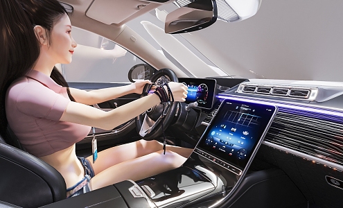 Woman Driving Woman Driving Character Driving Beauty Mercedes-Benz C Auto Show Car Interior Car Character Car sports car 3d model