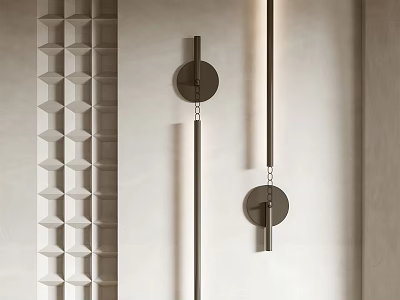 Modern Wall Sconce with Metal Frame and Geometric Wall Pattern Design 3d model