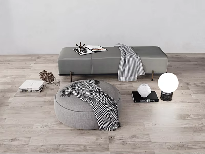 Modern bed end stool 3d model