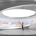Modern Technology Exhibition Hall With Interactive Digital Screens And Futuristic Design Elements 3d model
