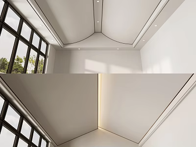 Modern Ceiling Design With Recessed Lighting And Linear Decorative Elements 3d model
