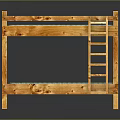 Sturdy Wooden Bunk Bed With Ladder And Blue Mattress Design