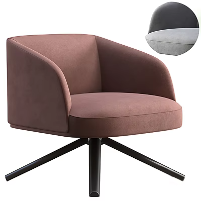 Taupe Upholstered Accent Chair With Armrests And Black Metal Base Modern Design 3d model