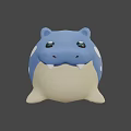 Cute Blue Chubby Cartoon Creature With White Spots And Small Teeth