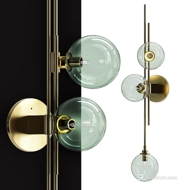 Elegant Modern Wall Sconce With Glass Globe And Brass Metal Frame 3d model 