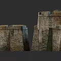 Ancient Castle Architectural Model With Stone Walls Towers And Archway Structures