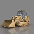 Yellow Tracked Functional Bulldozer Vehicle With Front Bucket And Cab 3d model