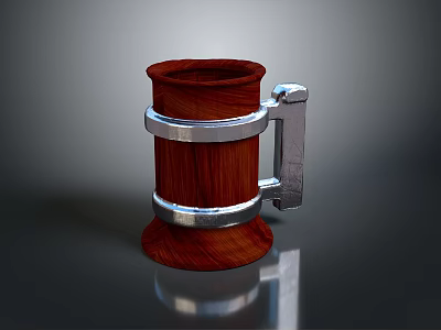 Beer Cup Cartoon Wine Cup Wooden Wine Cup Mug Cup Water Cup Container Realistic 3d model