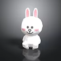 White Origami Rabbit Toy With Pink Ears Cheeks Black Eyes Nose Standing On Black Background