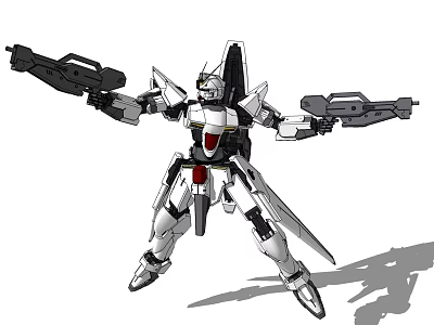 Sci Fi Robot Decorative Ornament Set With Weapon And Action Pose 3d model