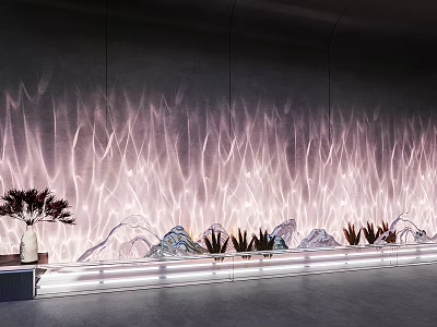 Water Ripple Light Wall Decoration With Modern Soft Glow And Decorative Plants 3d model