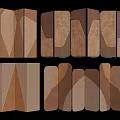 Modern Folding Screen With Brown Textured Panels And Geometric Patterns Design 3d model