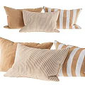 Soft Striped Throw Pillows In Beige And Brown Linen Fabric For Sofa Decor