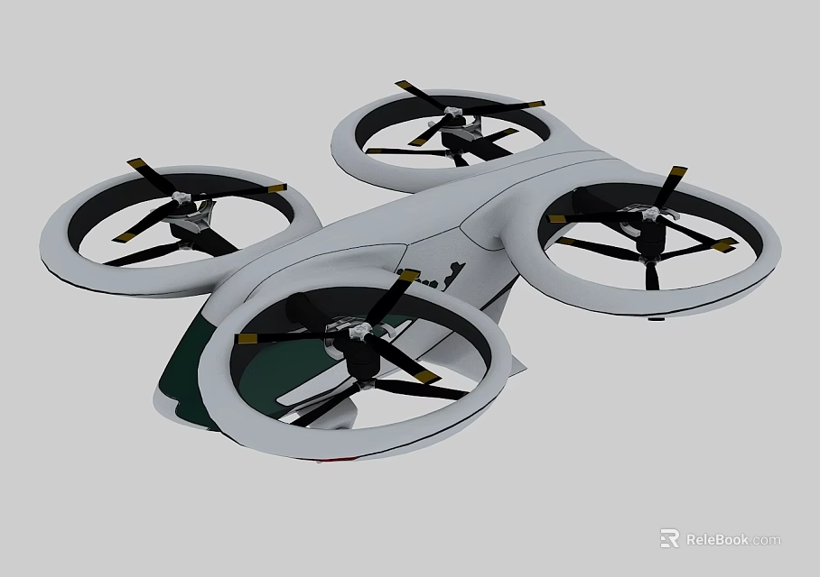 Advanced Modern Drone Design Featuring Four Rotors And Sleek White Body 3d model 