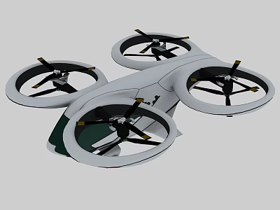 Advanced Modern Drone Design Featuring Four Rotors And Sleek White Body 3d model