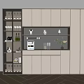 Modern Wine Cabinet Design With Glass Doors Display Shelves Decorative Items And Green Plants