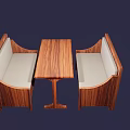 Modern Wooden Public Chair Set With Table And White Cushioned Seats