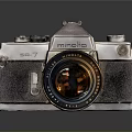 Vintage Minolta Electronic Camera With Classic Lens And Retro Metal Body