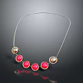 Elegant Gold Chain Necklace With Red And Gold Beads For Daily Wear